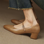 Caelen Leather Block Heels