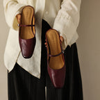 Sera Square-Toe Leather Mules
