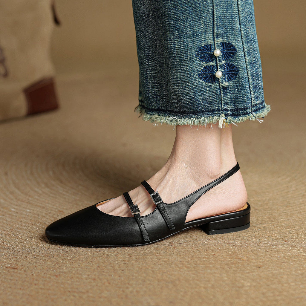 Norvie Leather Slingback Mary Jane Flats