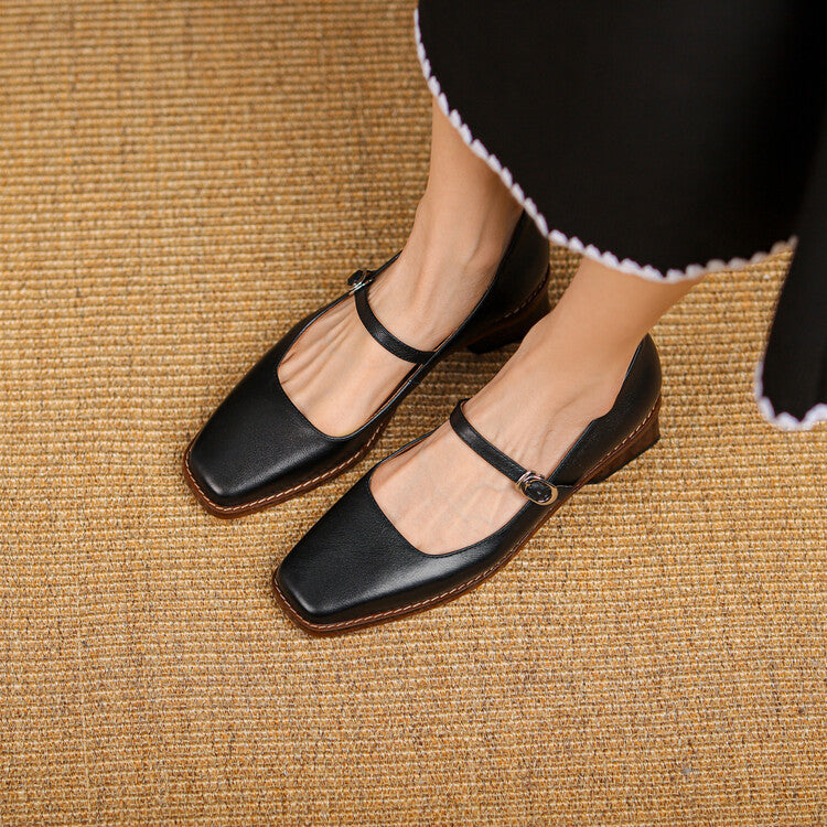 Cirelle Strap Leather Mary-Jane Heels