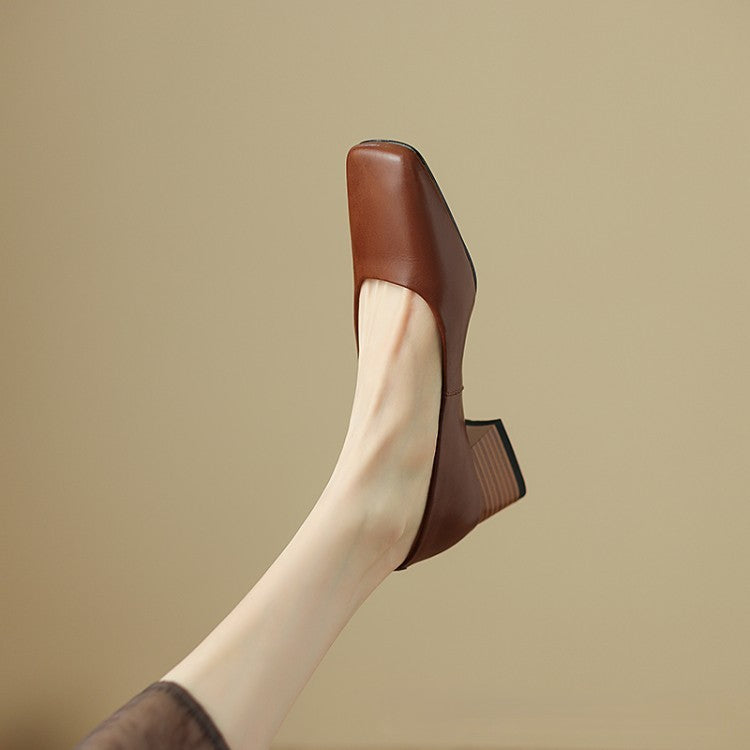 Norvyn Square Leather Pumps