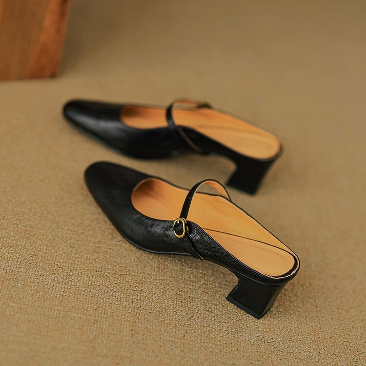 Lurea Strap Leather Mules
