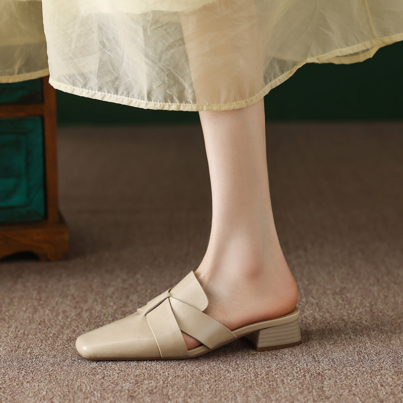 Caelis Square Toe Leather Mules