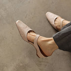 Amelie Square-Toe Leather Mules