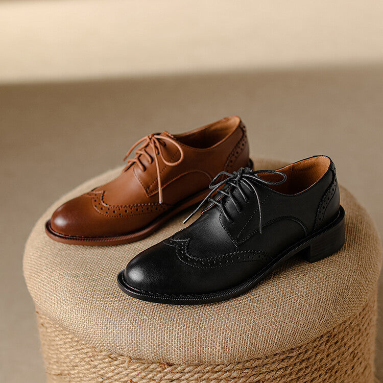 Orvain Brogue Leather Oxfords