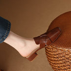 Caelis Square Toe Leather Mules