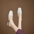 Nyra T-Strap Leather Mules