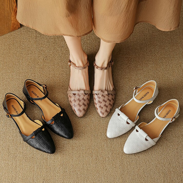 Elara Woven Leather Mary-Janes