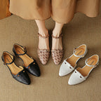 Elara Woven Leather Mary-Janes
