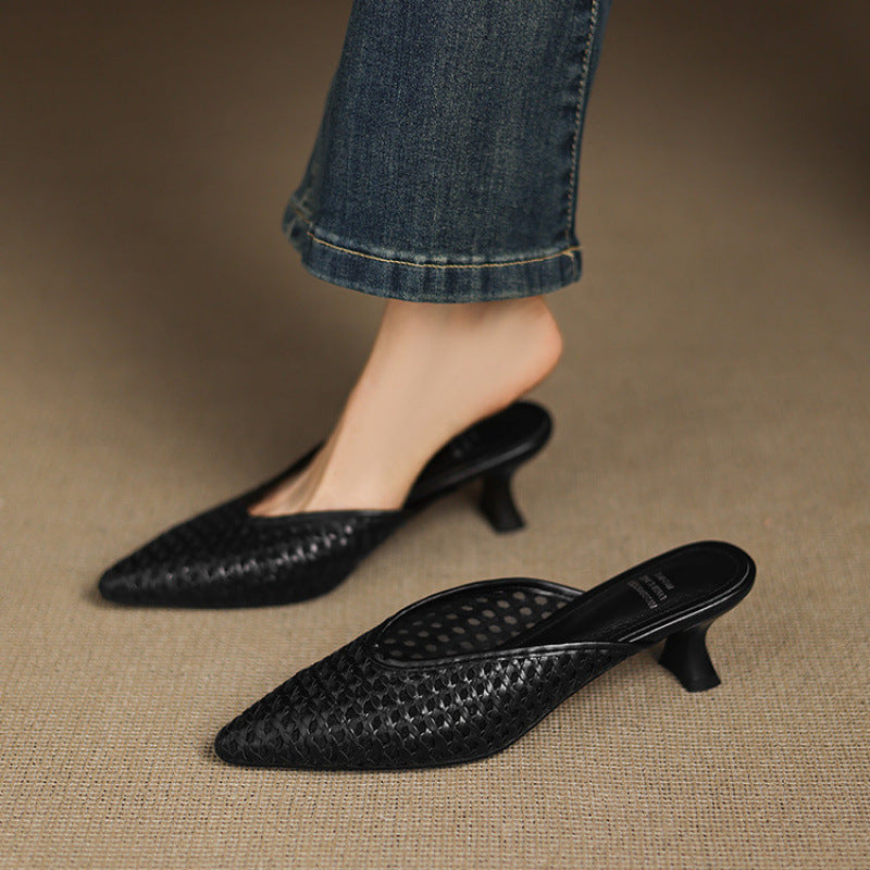 Velisse Woven Leather Heel Mules