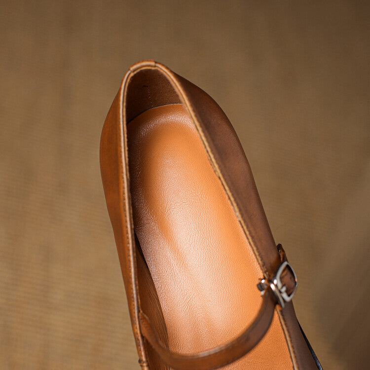 Cirelle Strap Leather Mary-Jane Heels
