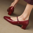 Caelen Leather Block Heels