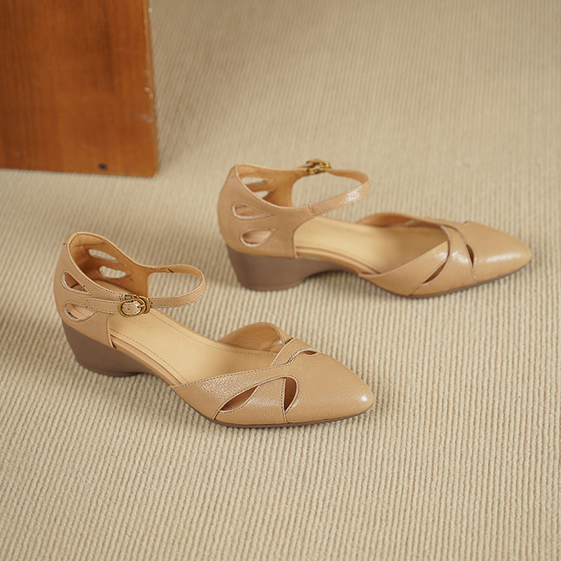 Caelin Lambskin Leather Heels