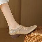 Caresa Leather Mary-Jane Heels