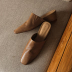 Elise Square-Toe Leather Mules