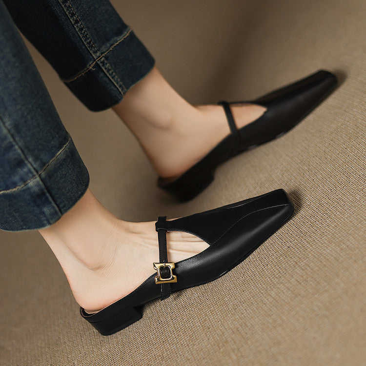 Luna Sculpt Leather Mules