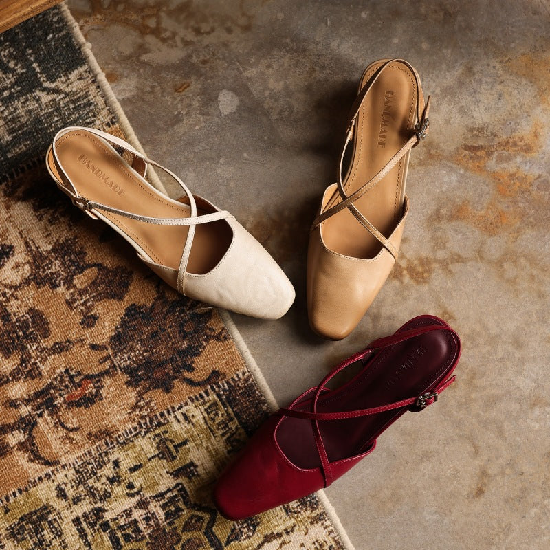 Rianne Cross-Strap Leather Slingback Heels