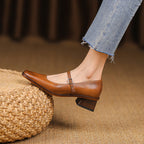 Cirelle Strap Leather Mary-Jane Heels
