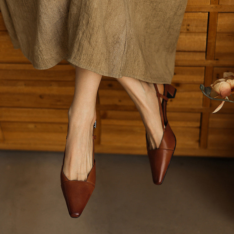 Serelle Leather Slingback Heels