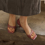 Élan Square-Toe Leather Heeled Sandals