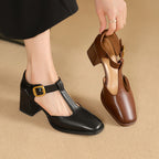 Marcele T-Strap Leather Pumps