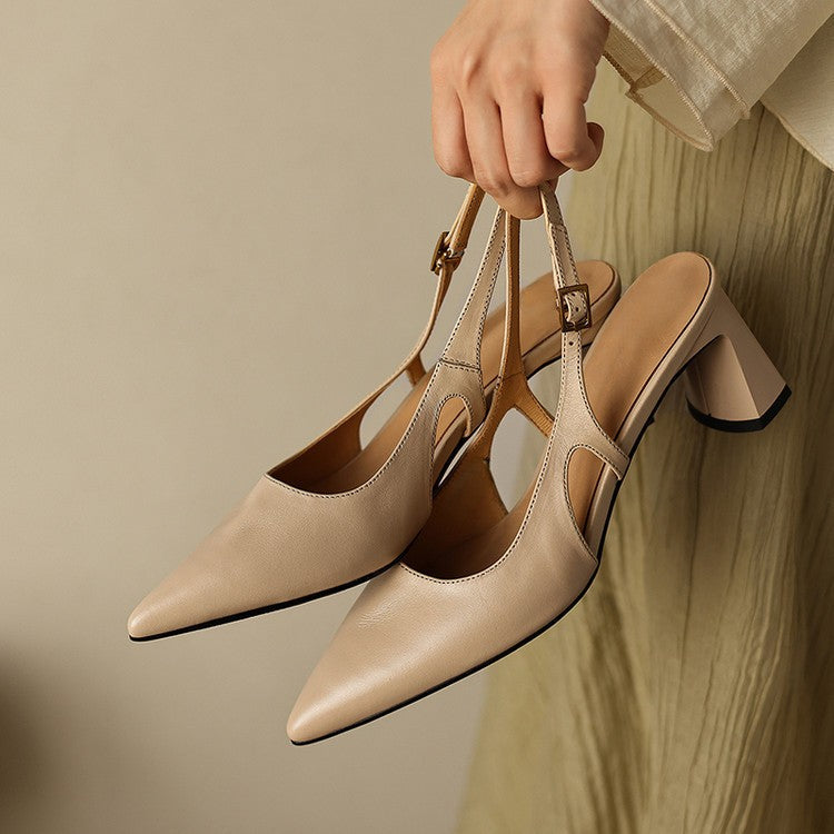 Cielle Leather Slingback Heels