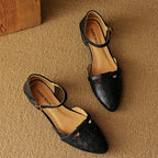 Elara Woven Leather Mary-Janes