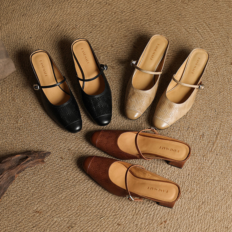 Rielle Strap Leather Mules