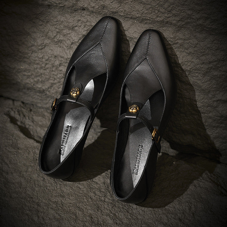 Camélia T-Bar Leather Pumps