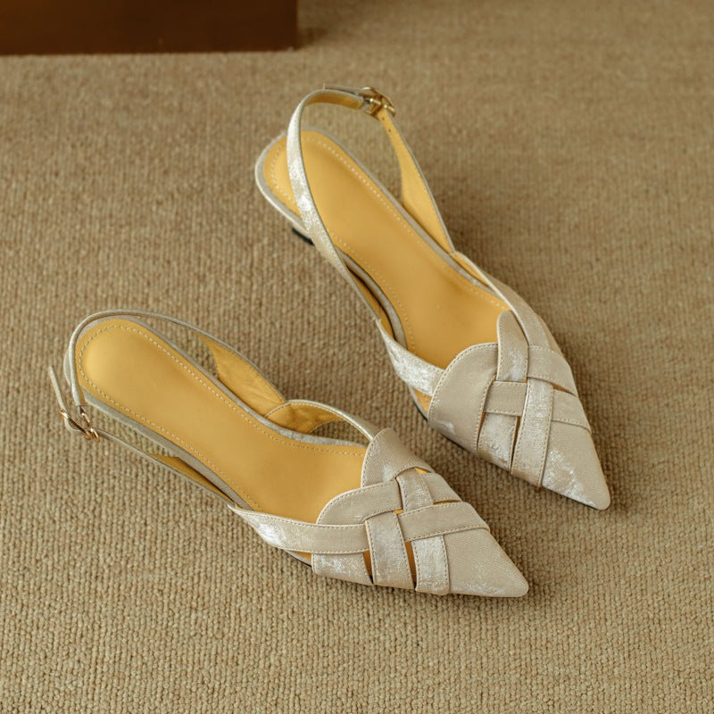 Kaelis Woven Leather Slingback Heels