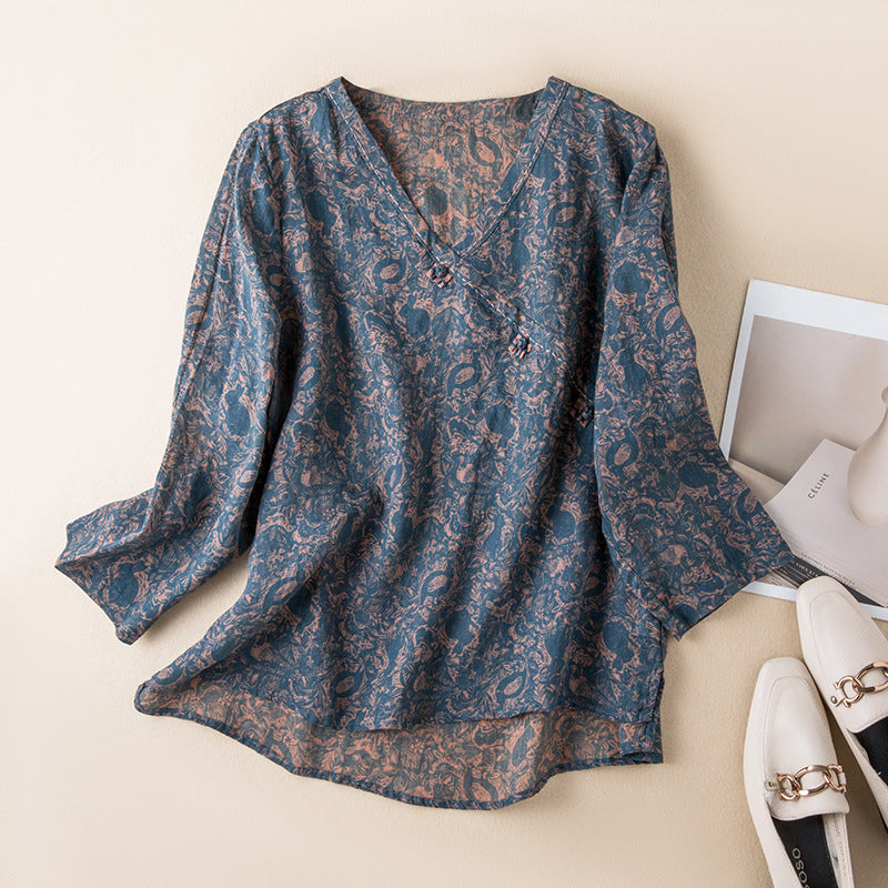 Button Front Relaxed Shirt - Blue