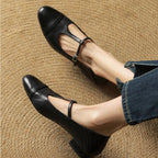 Esmira T-Strap Leather Mary Janes