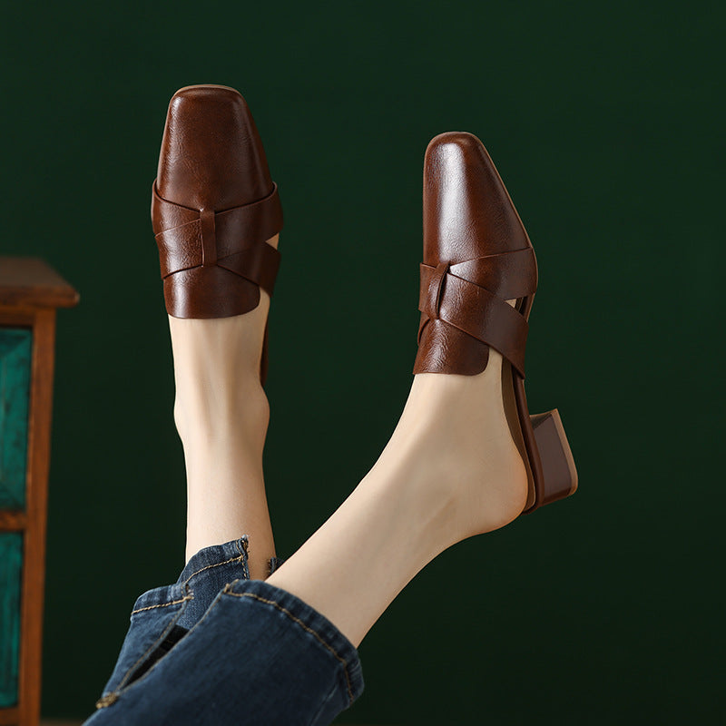 Caelis Square Toe Leather Mules