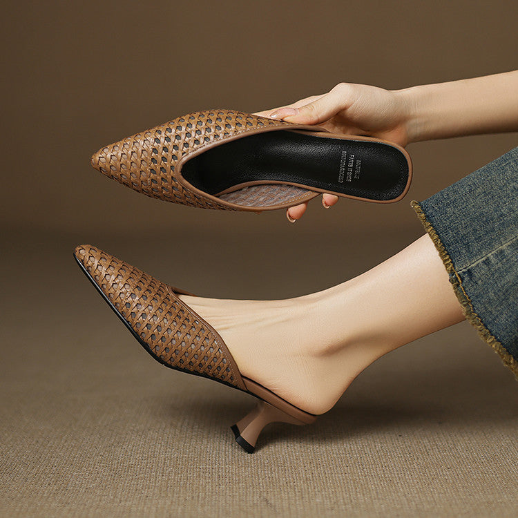 Velisse Woven Leather Heel Mules