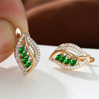 Sparkling Leaf Emerald Crystal Earrings