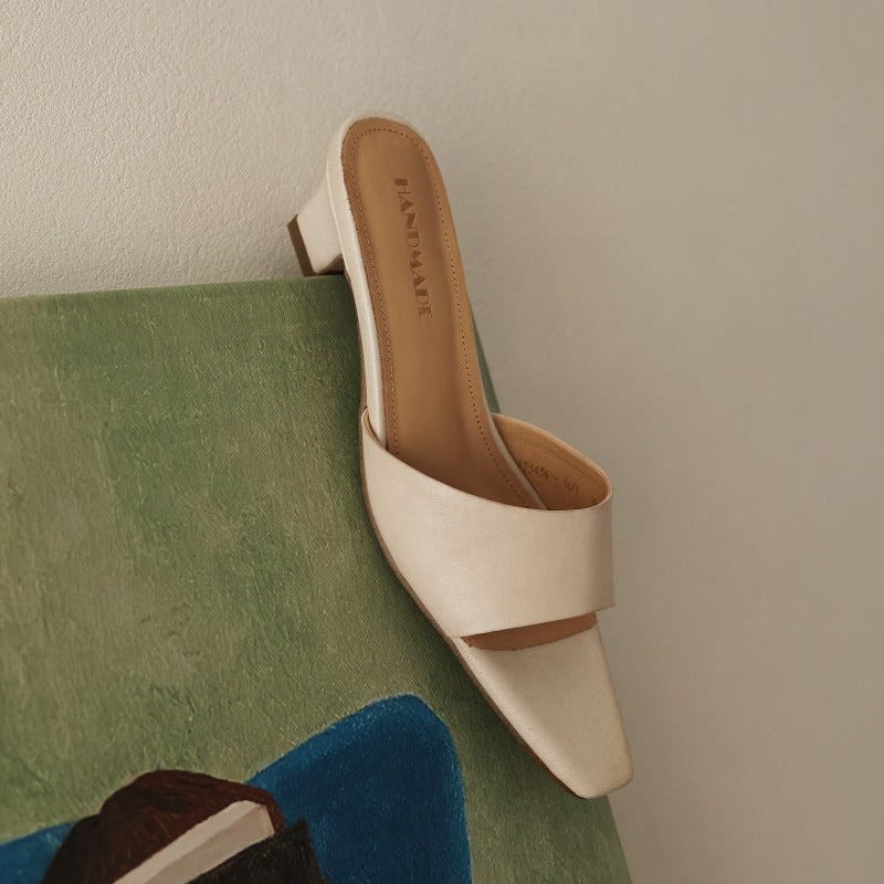 Noa Square-Toe Leather Mules