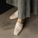 Elise Square-Toe Leather Mules