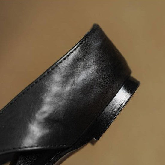 Elira Cross-Strap Leather Mules