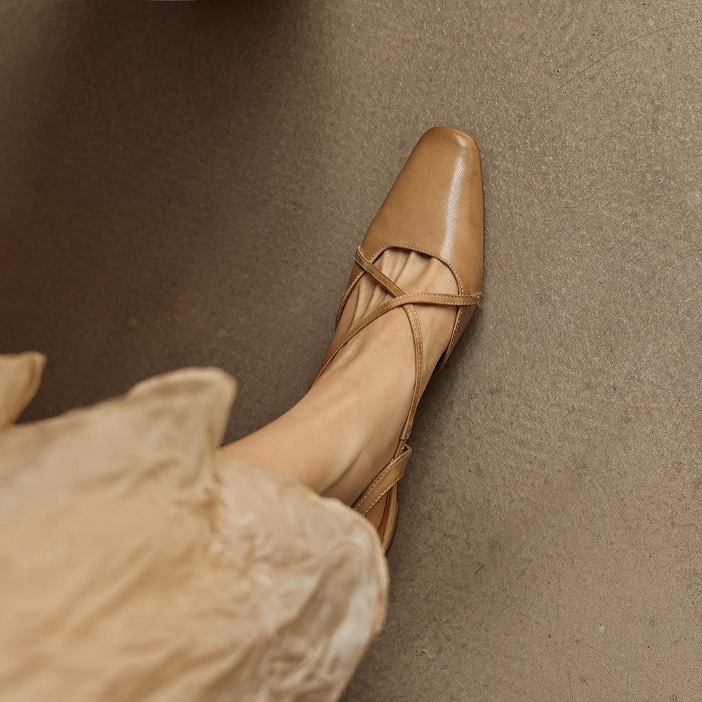 Rianne Cross-Strap Leather Slingback Heels