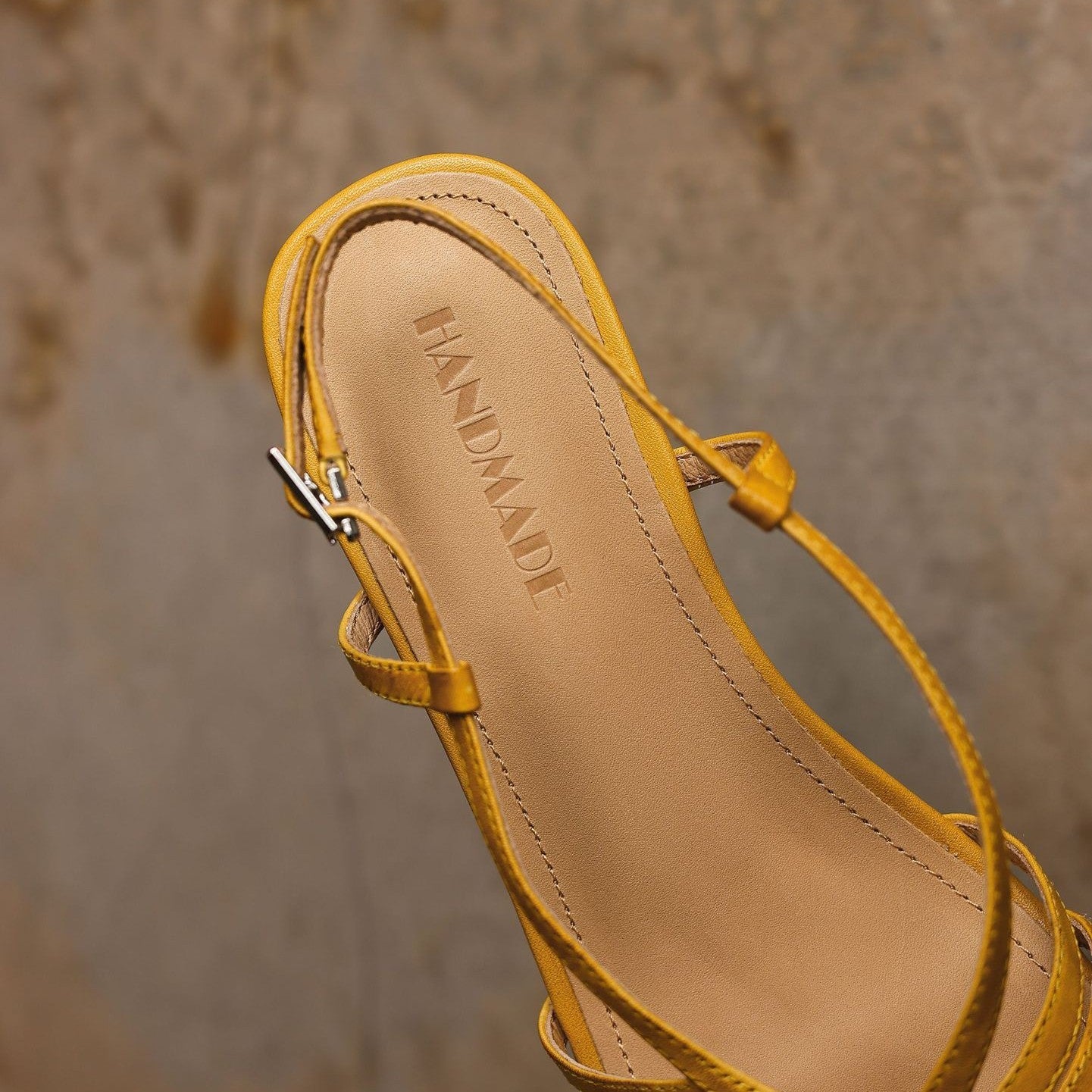 Seren Square-Toe Leather Sandal Heels