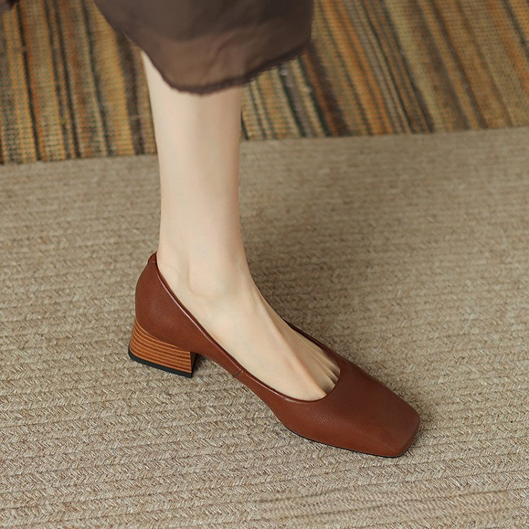 Norvyn Square Leather Pumps