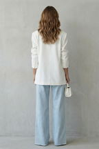 Cut-out Design Wide Leg Jeans