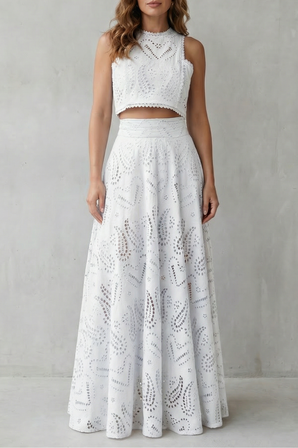 Embroidered Lace Elegance Skirt Set