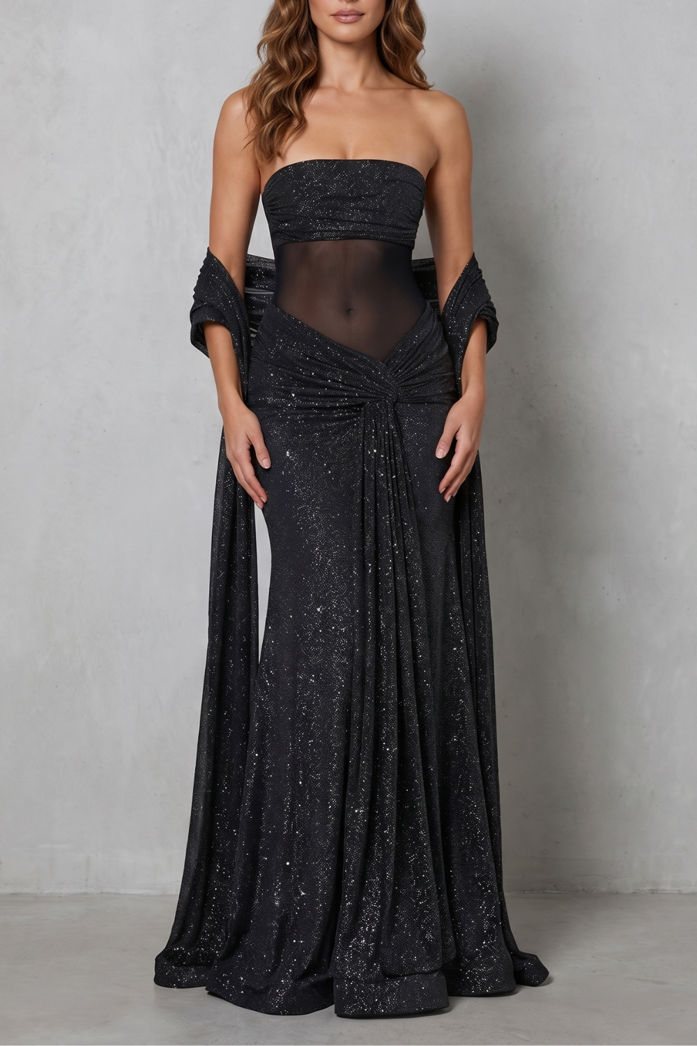 Sheer Sequin Allure Maxi Dress