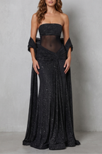 Sheer Sequin Allure Maxi Dress