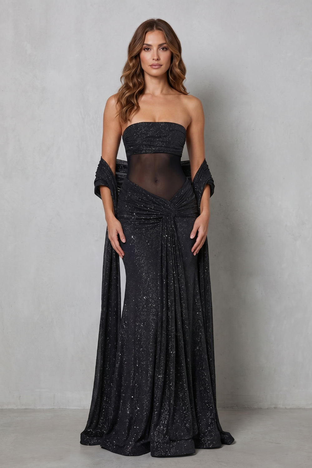 Sheer Sequin Allure Maxi Dress