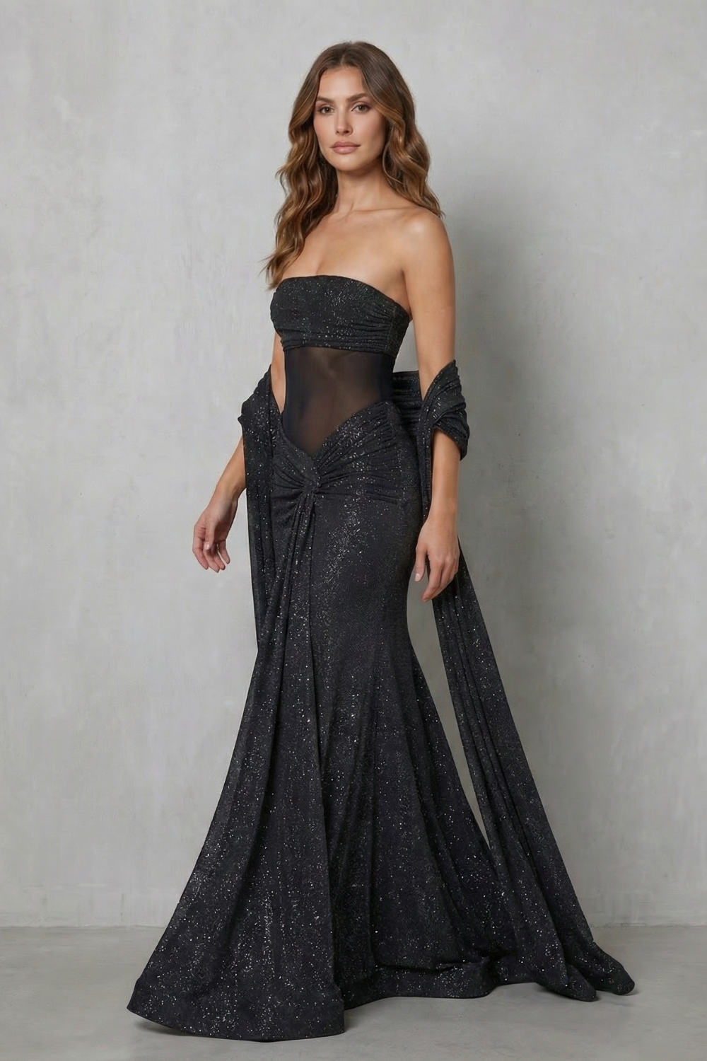Sheer Sequin Allure Maxi Dress