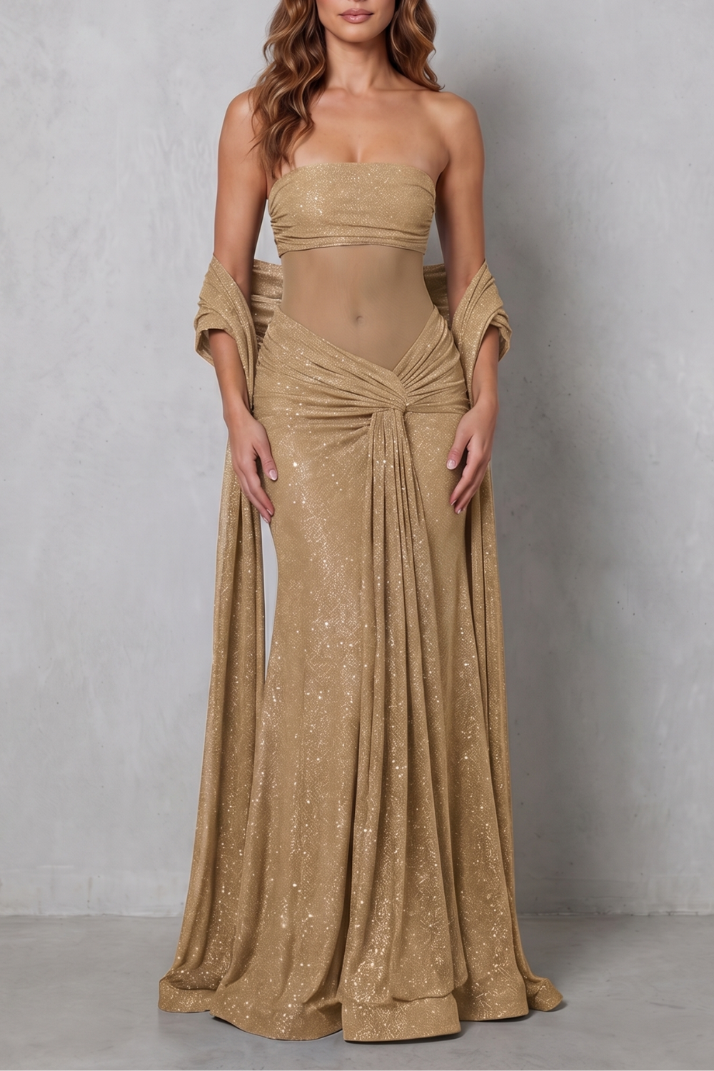 Sheer Sequin Allure Maxi Dress