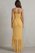 Feminine Ruffle Allure Sleeveless High Low Maxi Dress