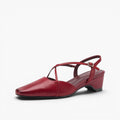 Rianne Cross-Strap Leather Slingback Heels